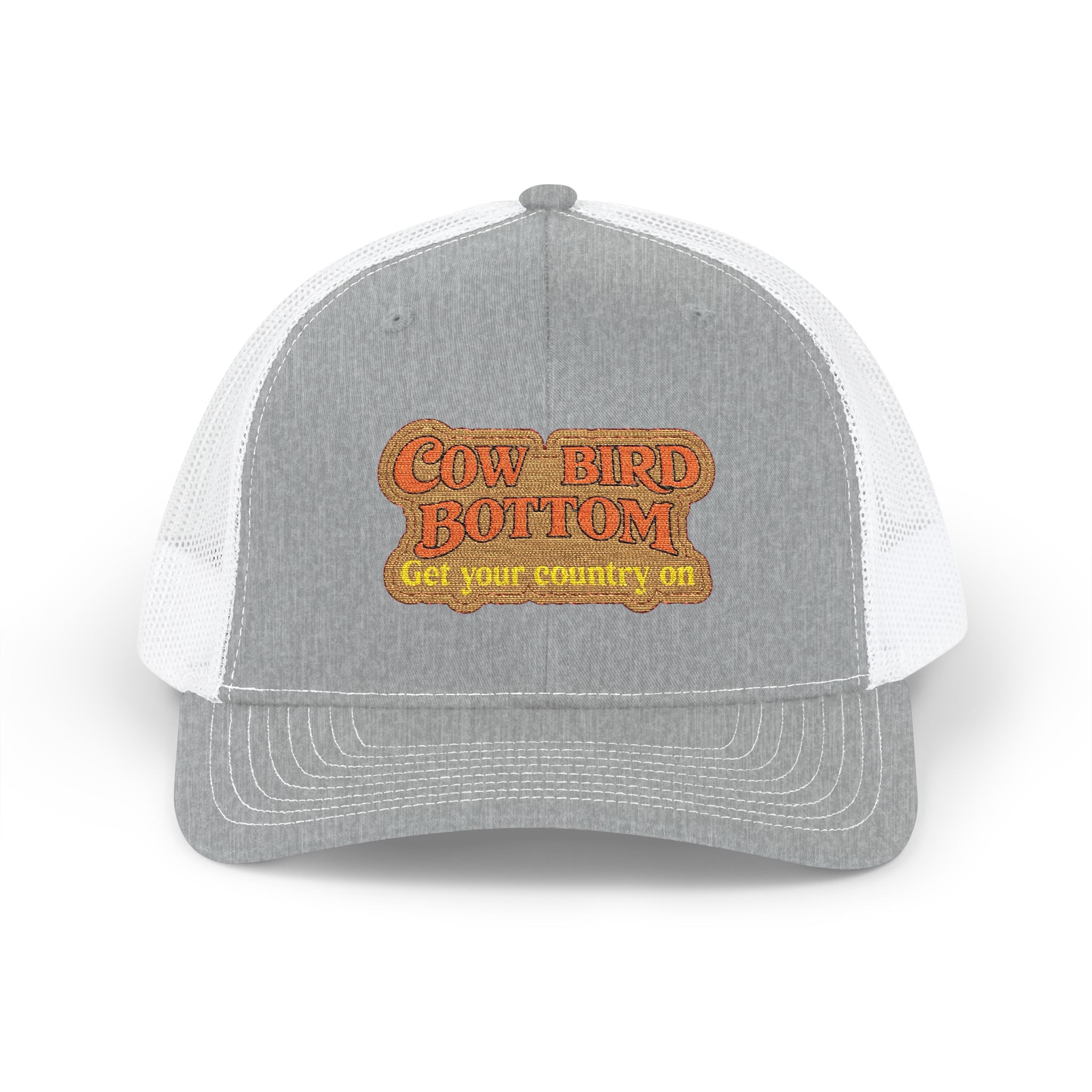 Cow Bird Bottom Patch Trucker Cap - Retro Neon Road Sign Snapback