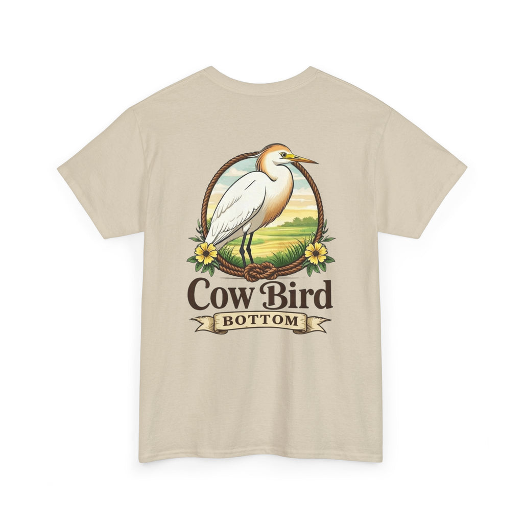 'Cow Bird Bottom' Graphic Tee — Vintage Bird Nature T‑Shirt
