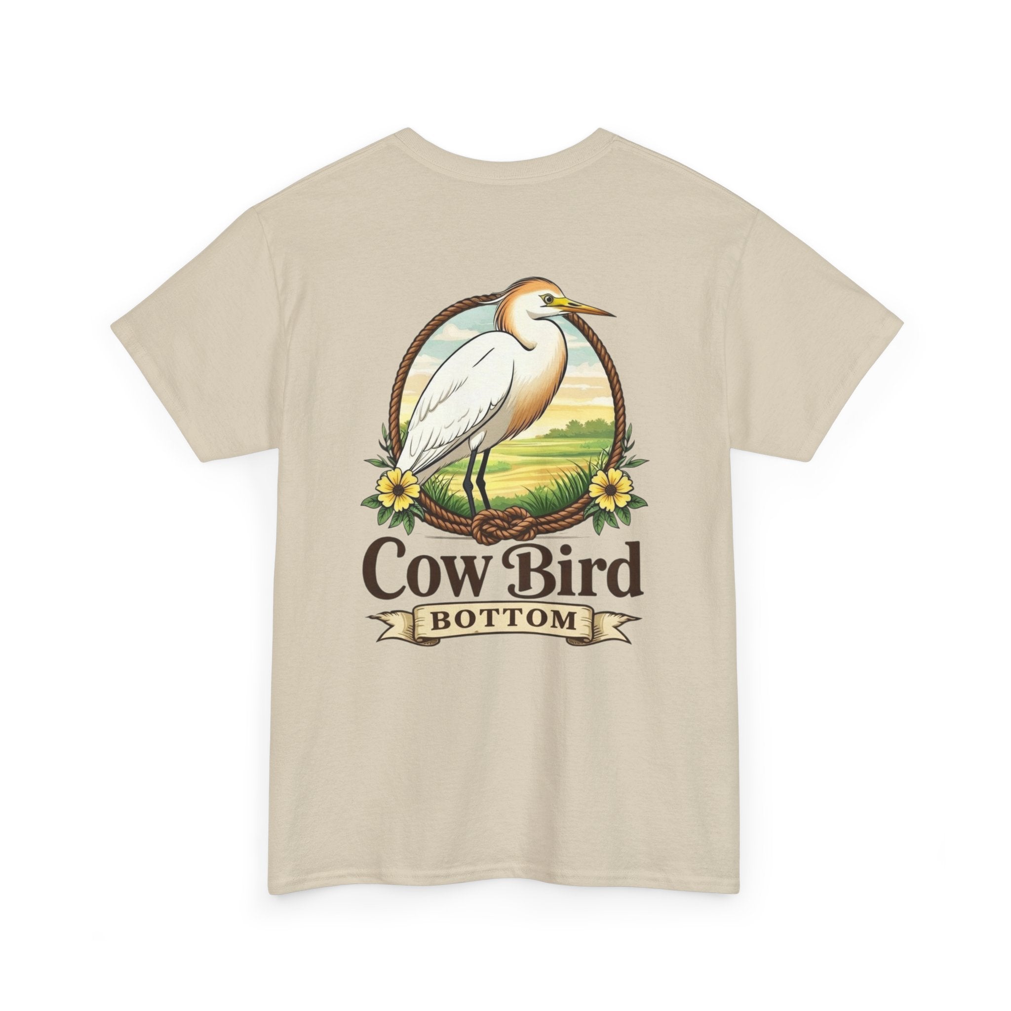 'Cow Bird Bottom' Graphic Tee — Vintage Bird Nature T‑Shirt