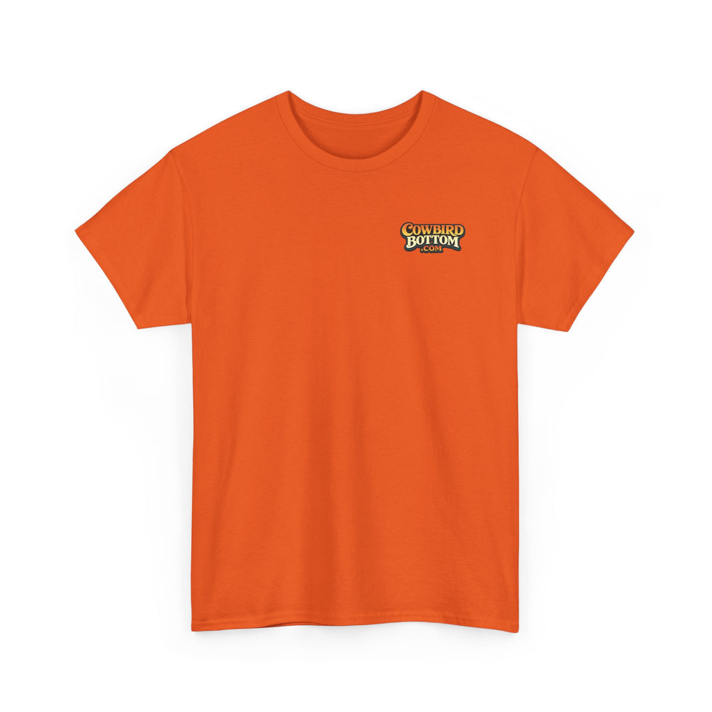 Graphic Tee — 'Cow Bird Bottom' Fishing Scene T-Shirt