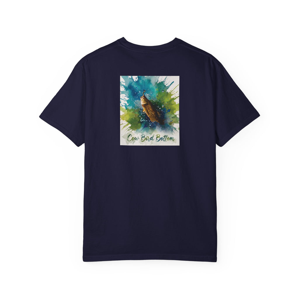 Fishing Watercolor T-Shirt — Cow Bird Bottom Graphic