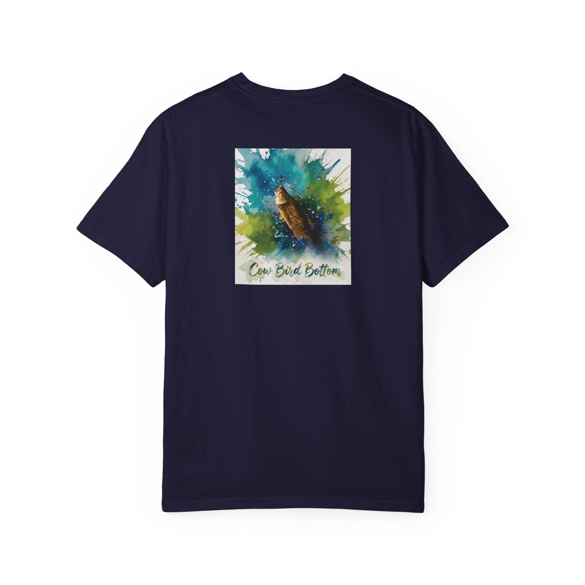 Fishing Watercolor T-Shirt — Cow Bird Bottom Graphic