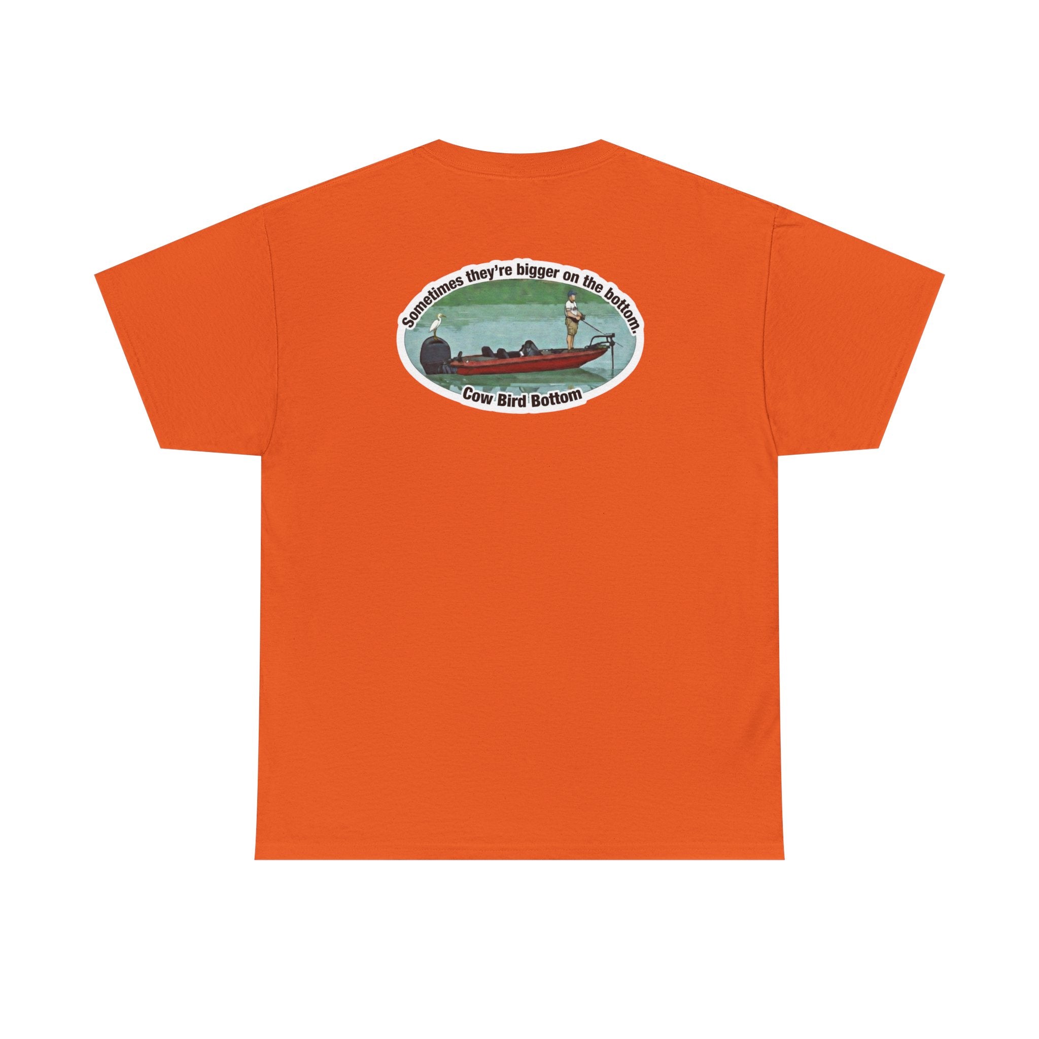Graphic Tee — 'Cow Bird Bottom' Fishing Scene T-Shirt