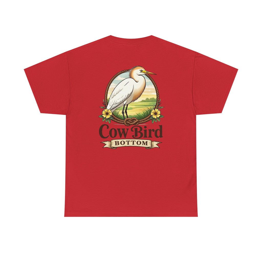 'Cow Bird Bottom' Graphic Tee — Vintage Bird Nature T‑Shirt