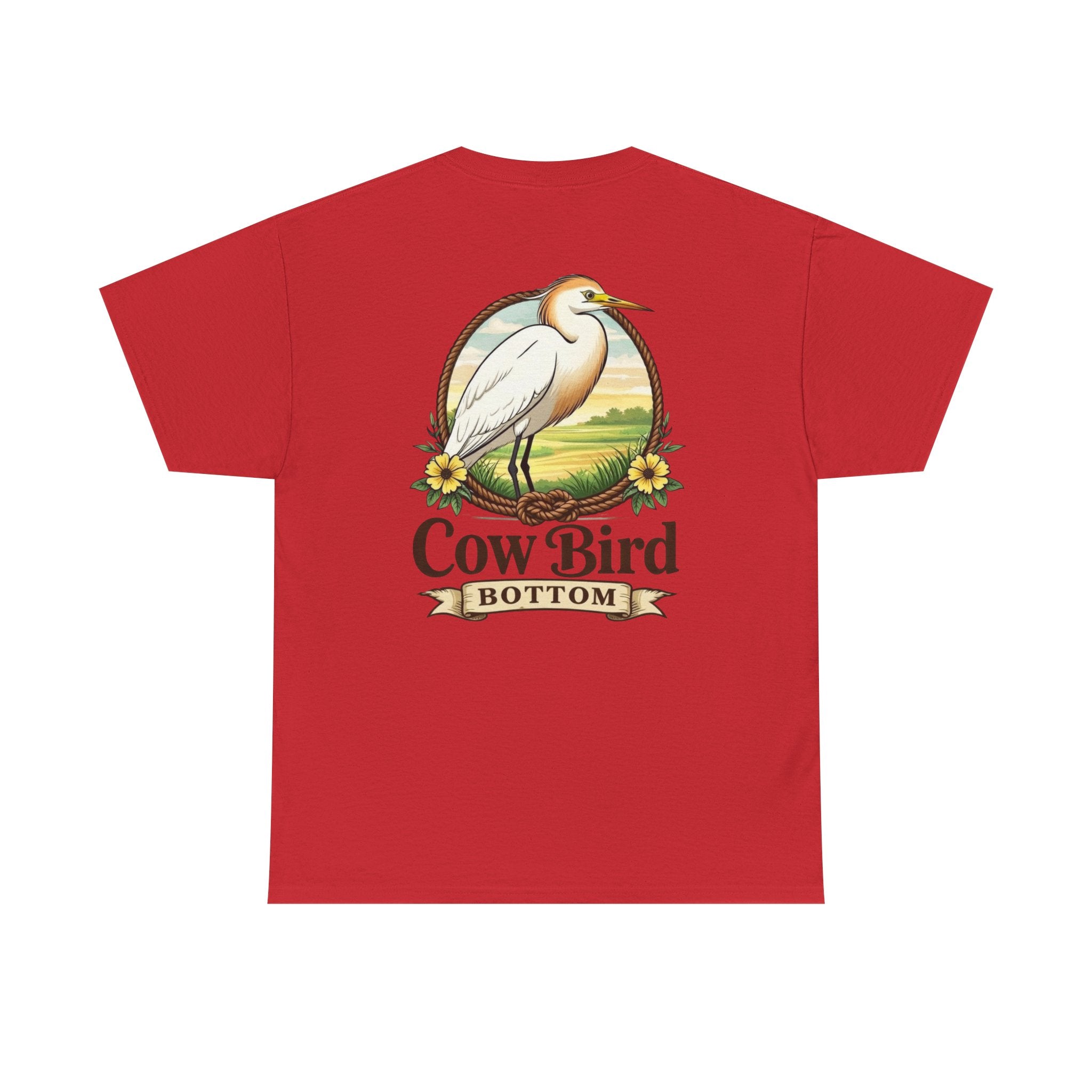 'Cow Bird Bottom' Graphic Tee — Vintage Bird Nature T‑Shirt