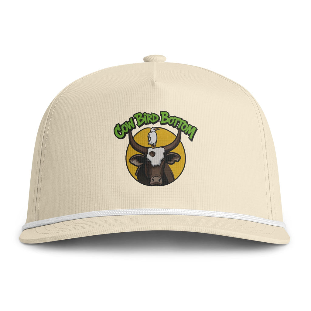 Cowbird Bottom Sunwashed Rope Cap — Retro Farm Cow Logo Hat
