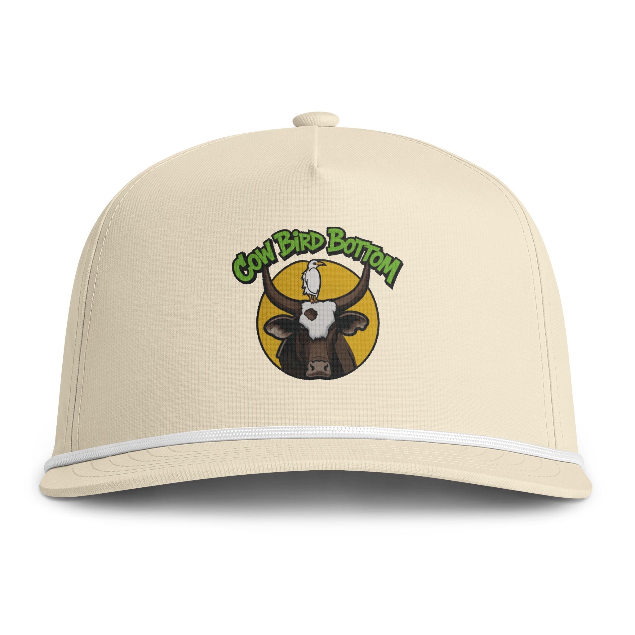 Cowbird Bottom Sunwashed Rope Cap — Retro Farm Cow Logo Hat