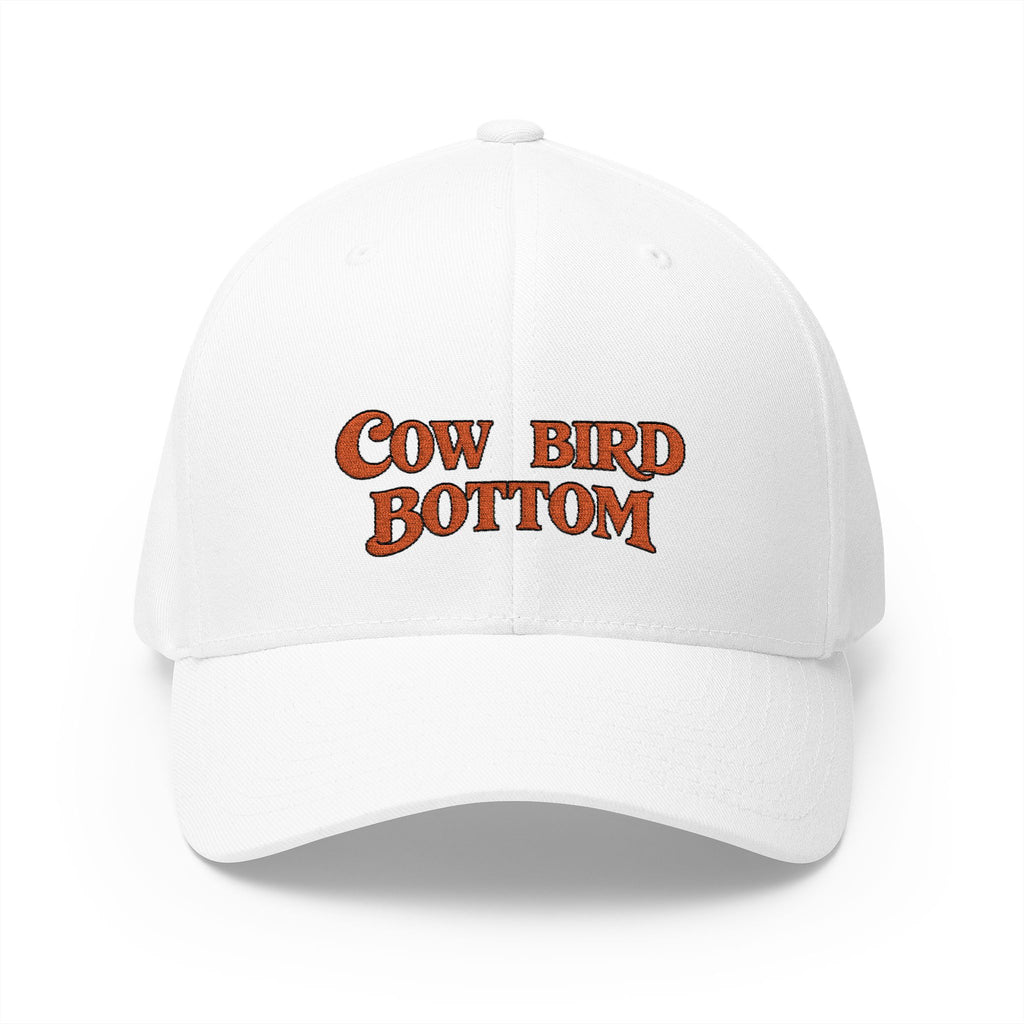 Cow Bird Bottom Embroidered Hat — Retro Green Logo Cap with Small American Flag