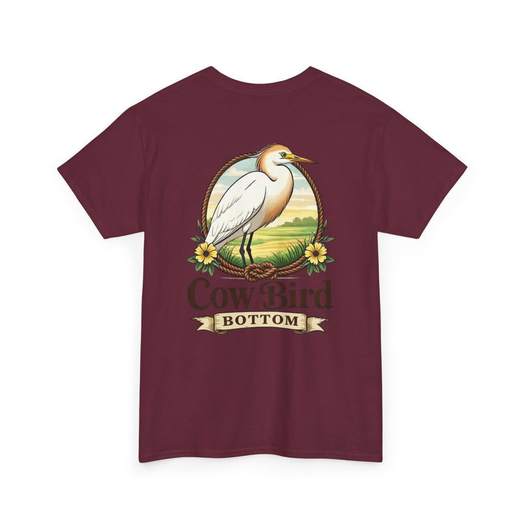 'Cow Bird Bottom' Graphic Tee — Vintage Bird Nature T‑Shirt