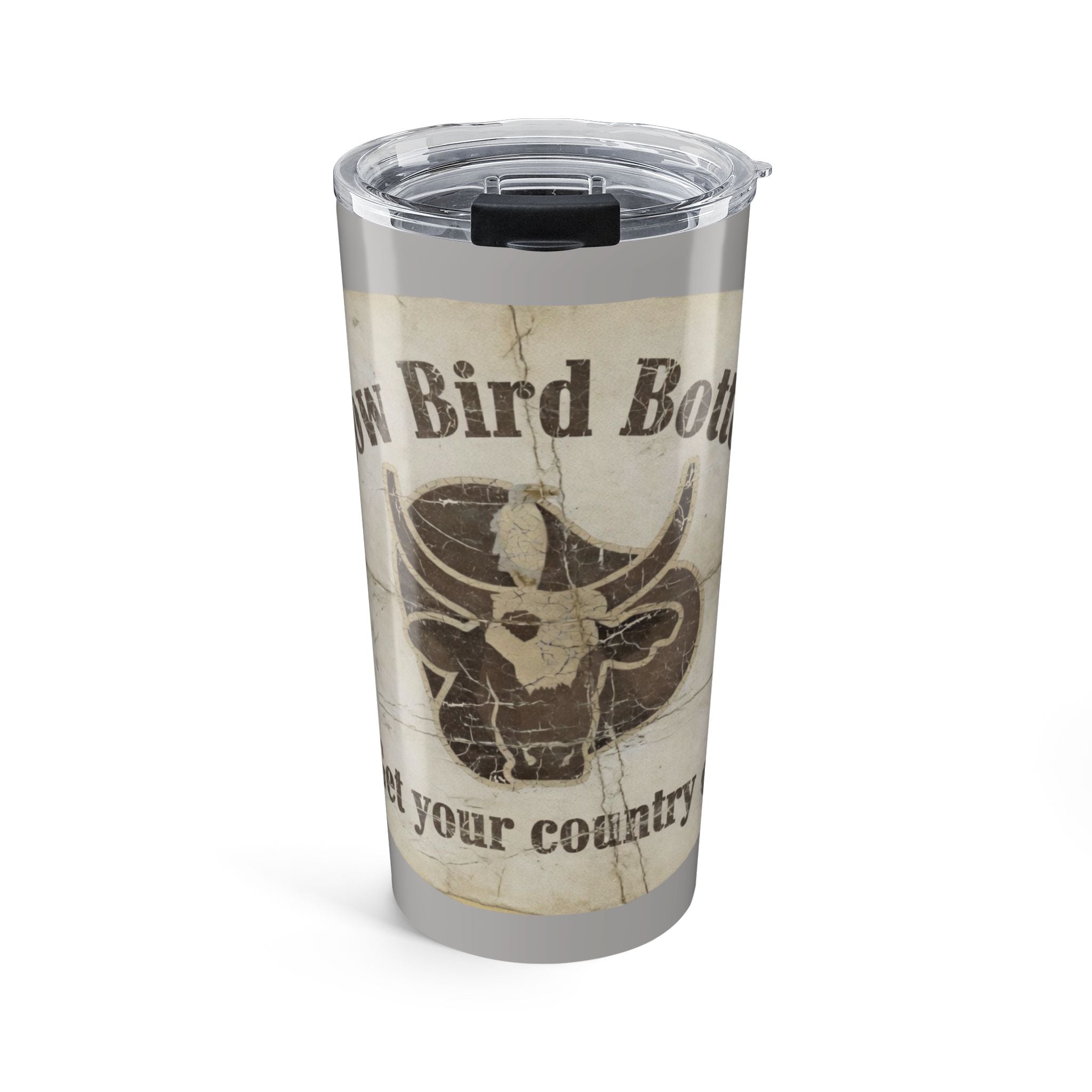 20oz Tumbler – “Cow Bird Bottom” Vintage Ranch Travel Mug