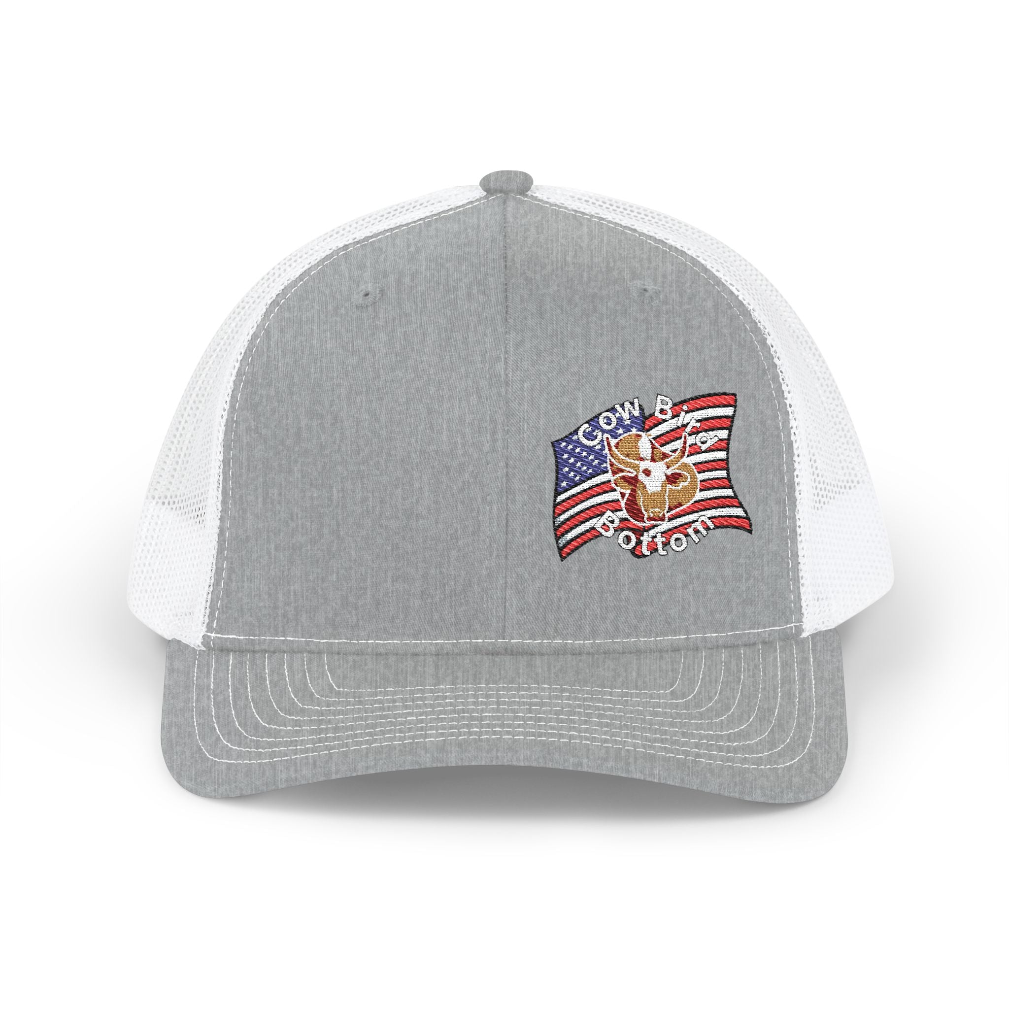 Richardson Embroidered Trucker Cap — American Flag with Anchor "Home of the Free"
