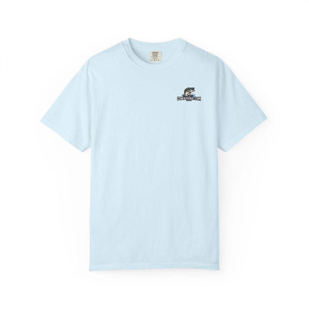 Fishing Watercolor T-Shirt — Cow Bird Bottom Graphic