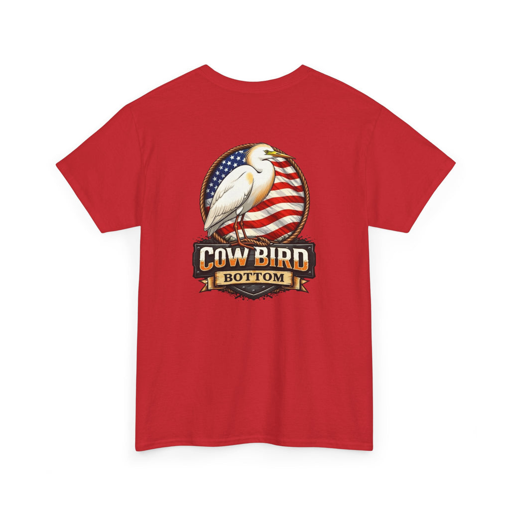 T-Shirt — Cow Bird Bottom Patriotic Graphic Tee