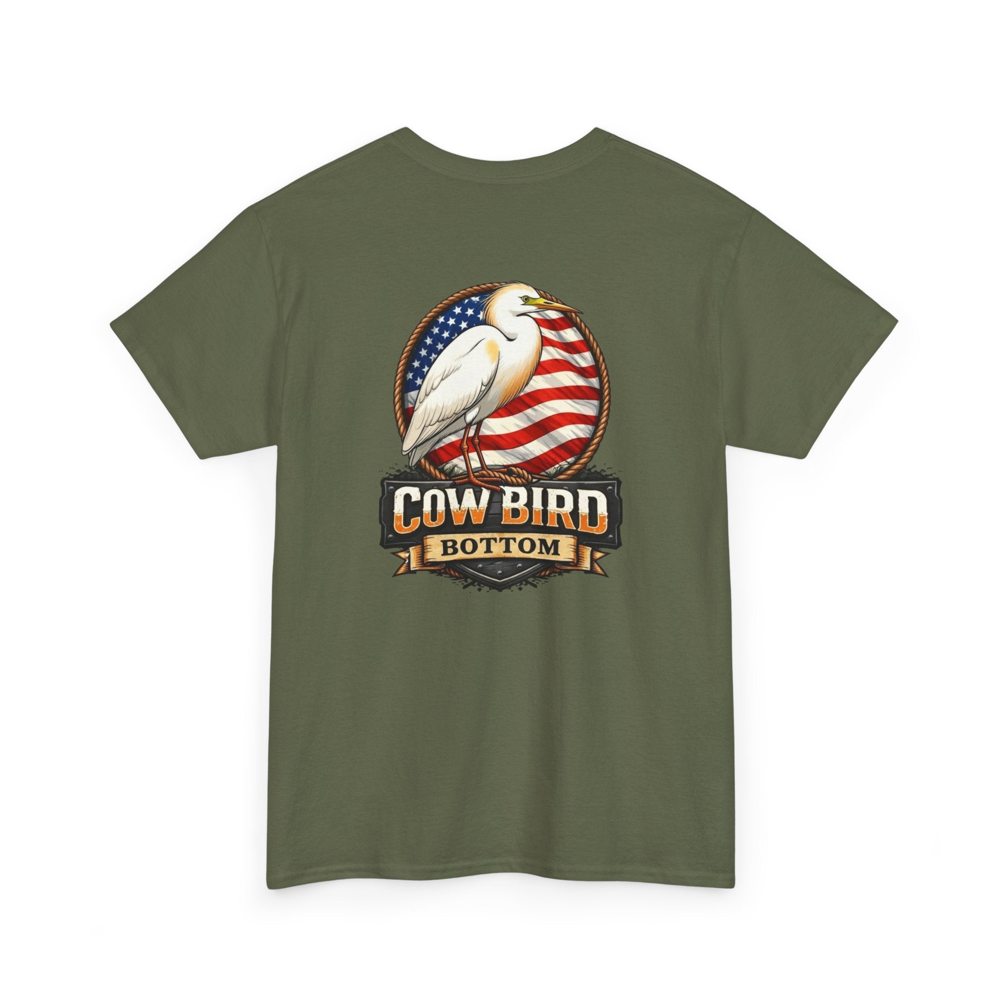 T-Shirt — Cow Bird Bottom Patriotic Graphic Tee