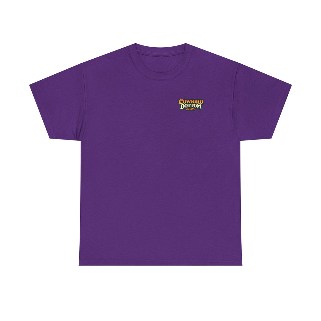 Graphic Tee — 'Cow Bird Bottom' Fishing Scene T-Shirt