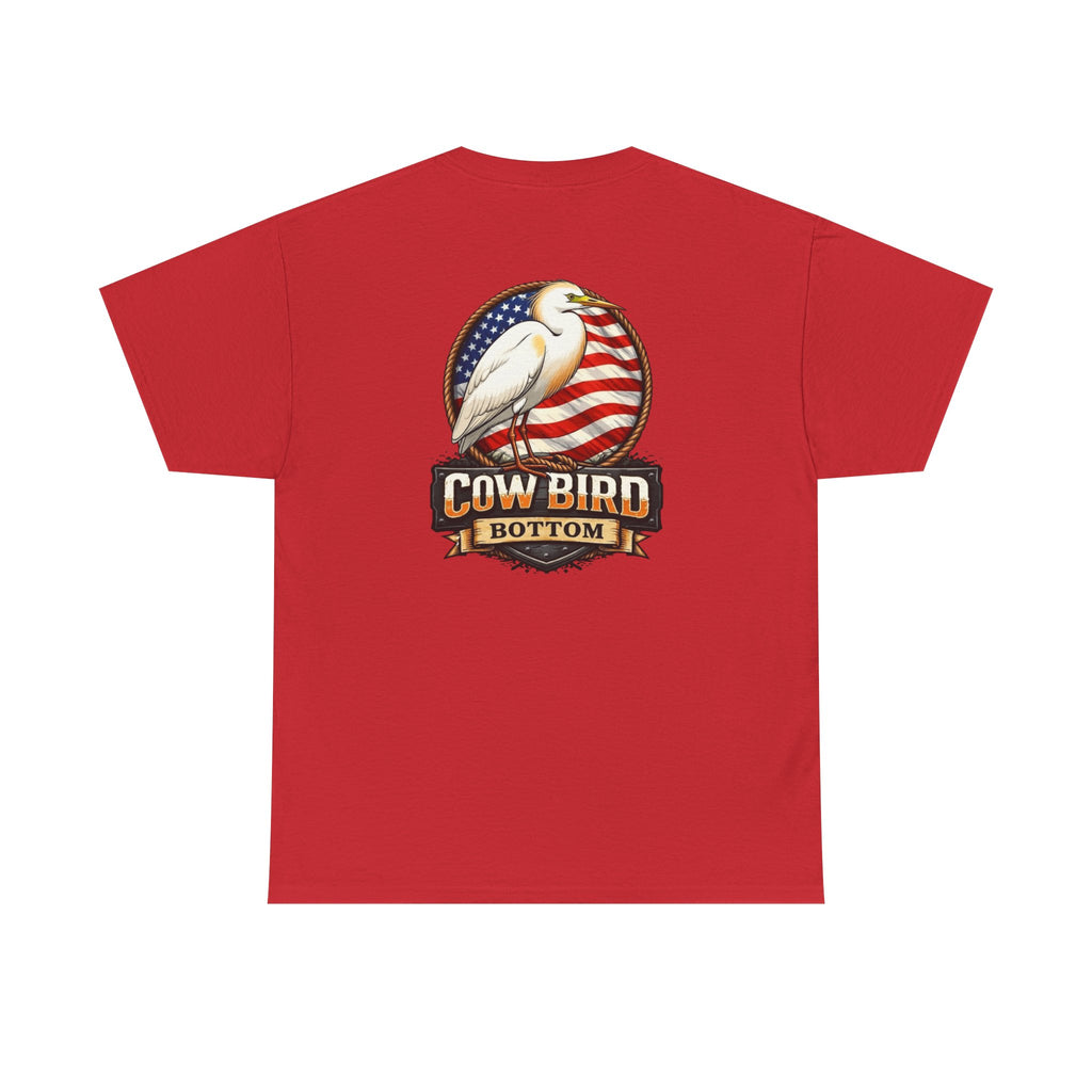 T-Shirt — Cow Bird Bottom Patriotic Graphic Tee