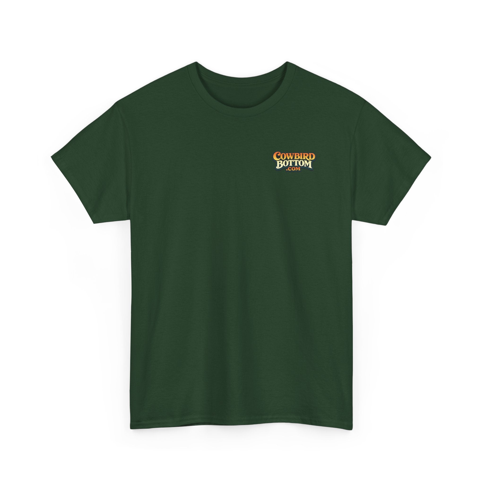 Graphic Tee — 'Cow Bird Bottom' Fishing Scene T-Shirt