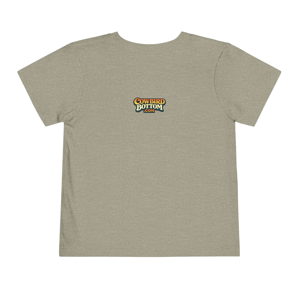 Cowbird Bottom Toddler Tee – Cute Fishing Adventure Graphic
