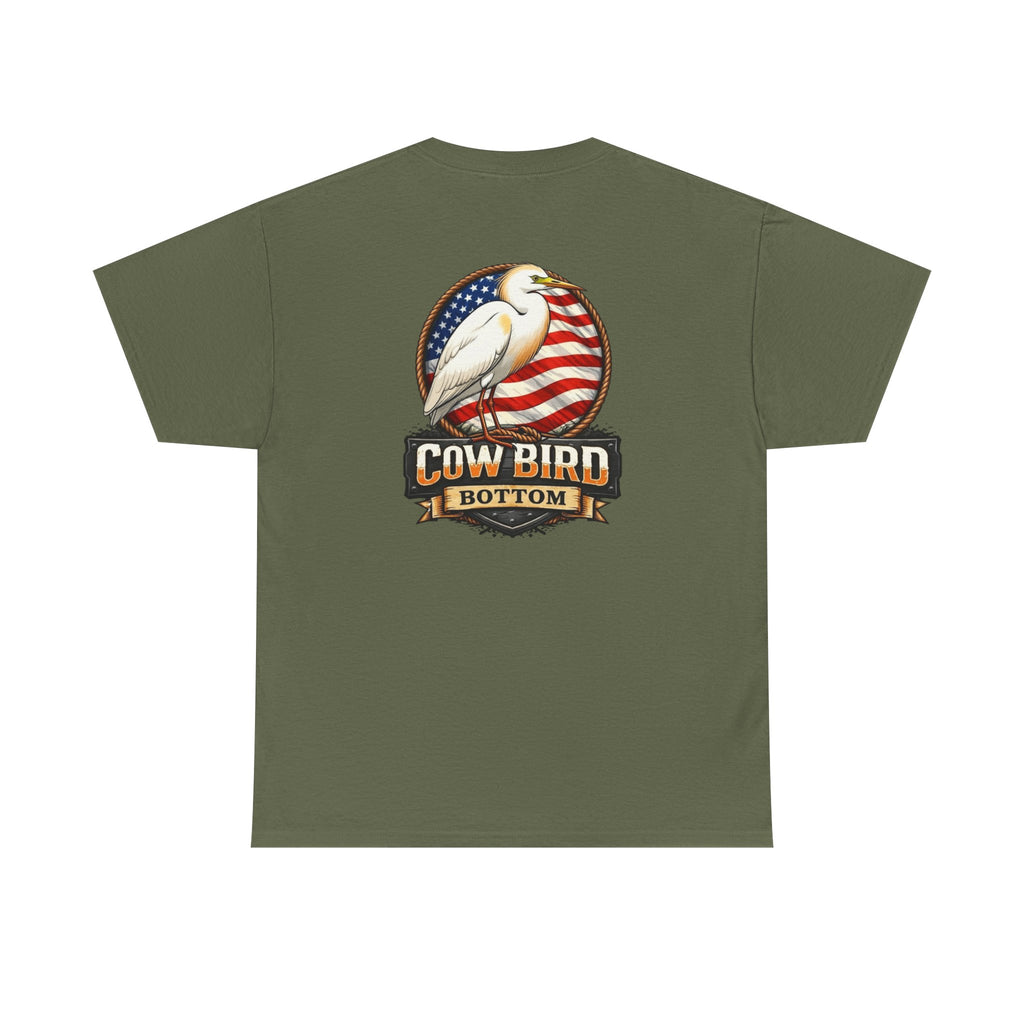 T-Shirt — Cow Bird Bottom Patriotic Graphic Tee
