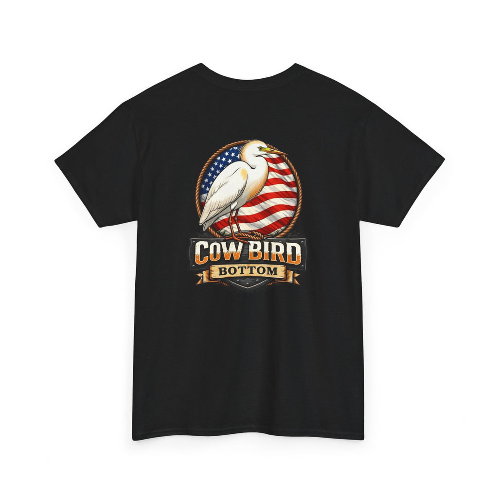 T-Shirt — Cow Bird Bottom Patriotic Graphic Tee