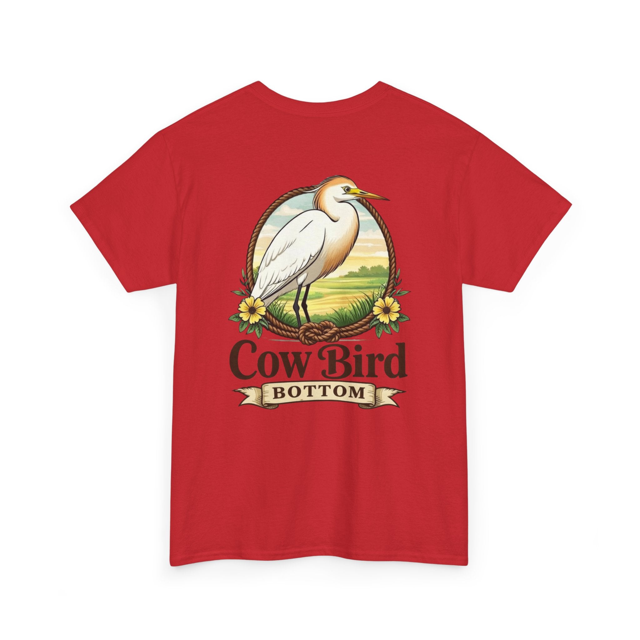'Cow Bird Bottom' Graphic Tee — Vintage Bird Nature T‑Shirt
