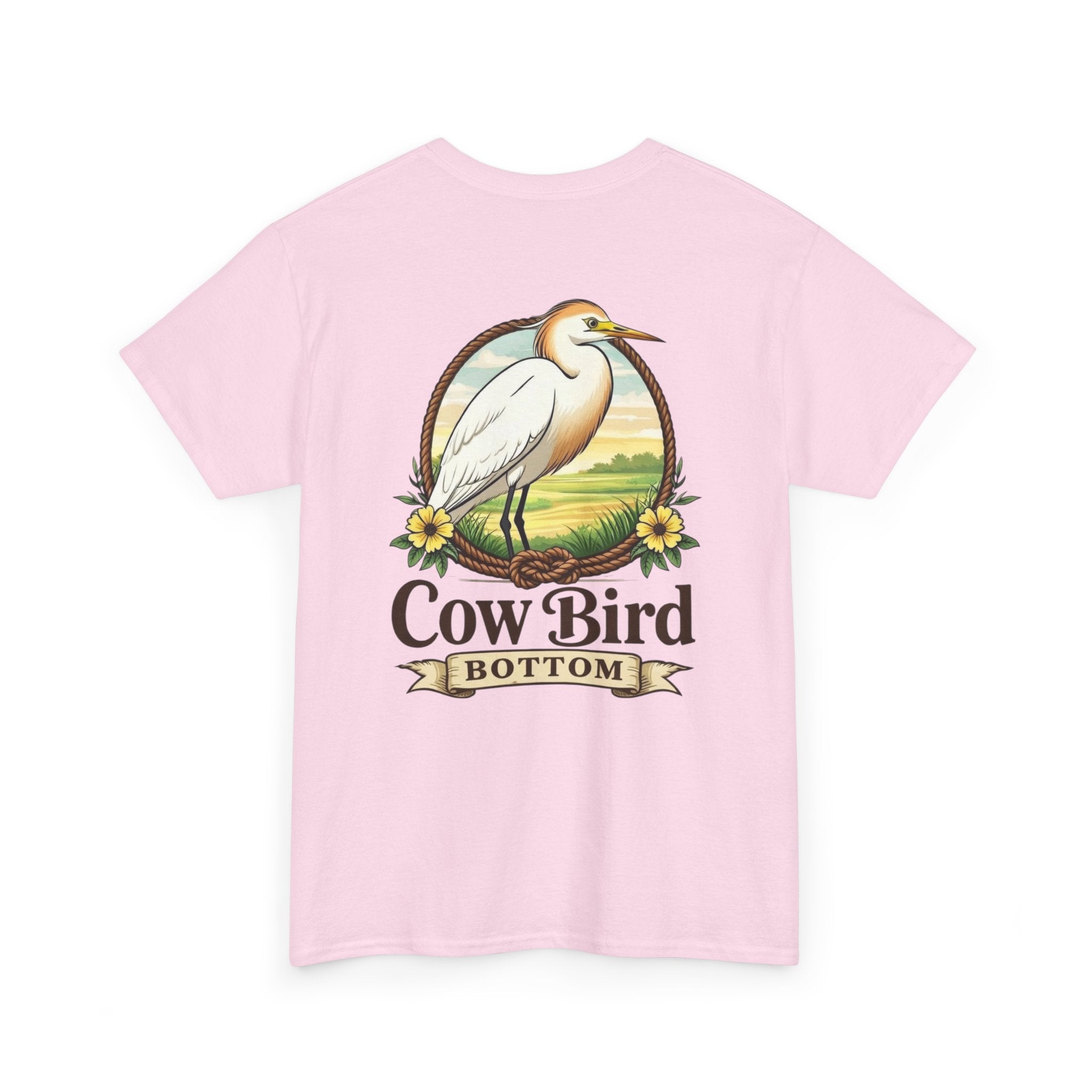 'Cow Bird Bottom' Graphic Tee — Vintage Bird Nature T‑Shirt