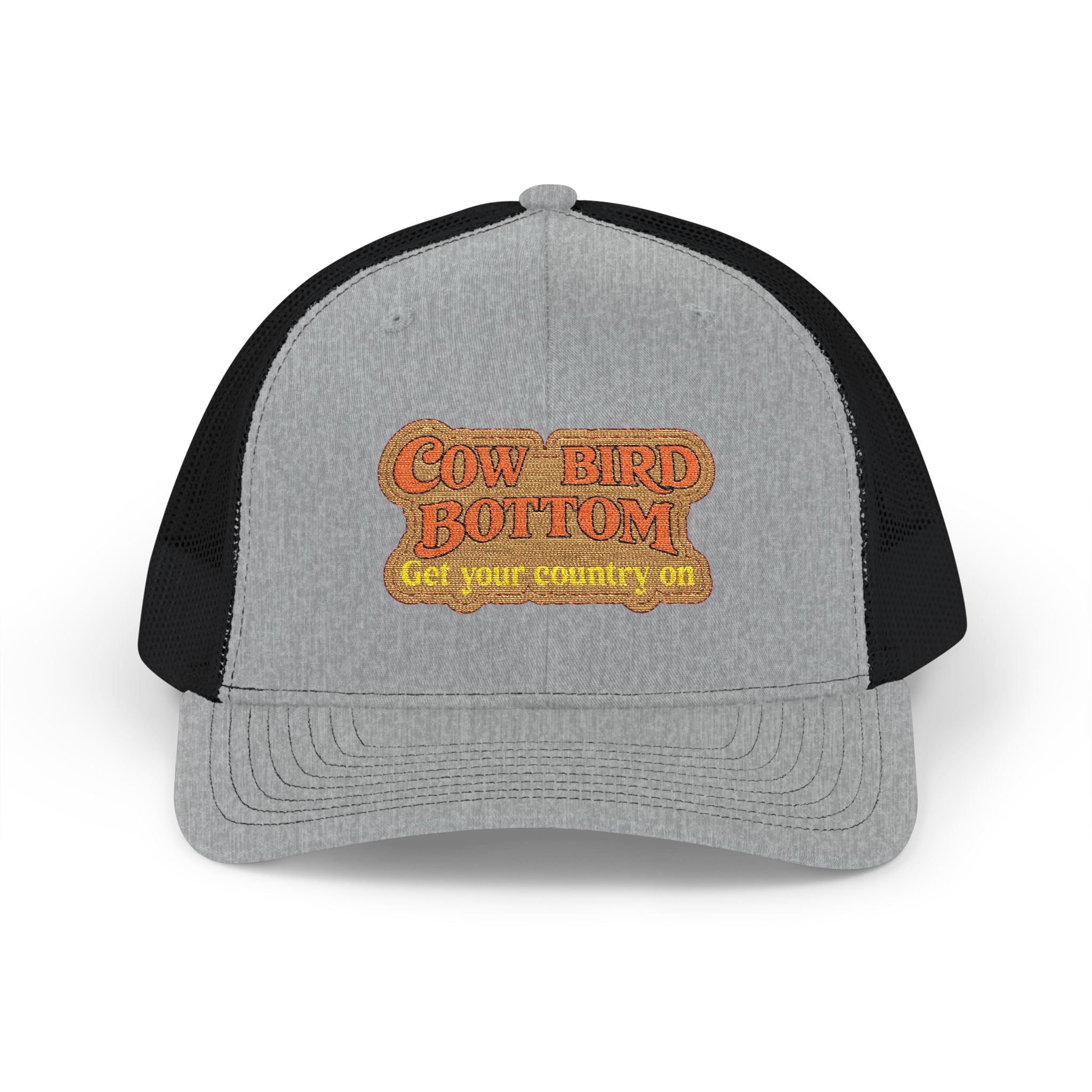 Cow Bird Bottom Patch Trucker Cap - Retro Neon Road Sign Snapback