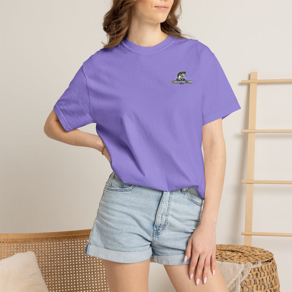 Fishing Watercolor T-Shirt — Cow Bird Bottom Graphic