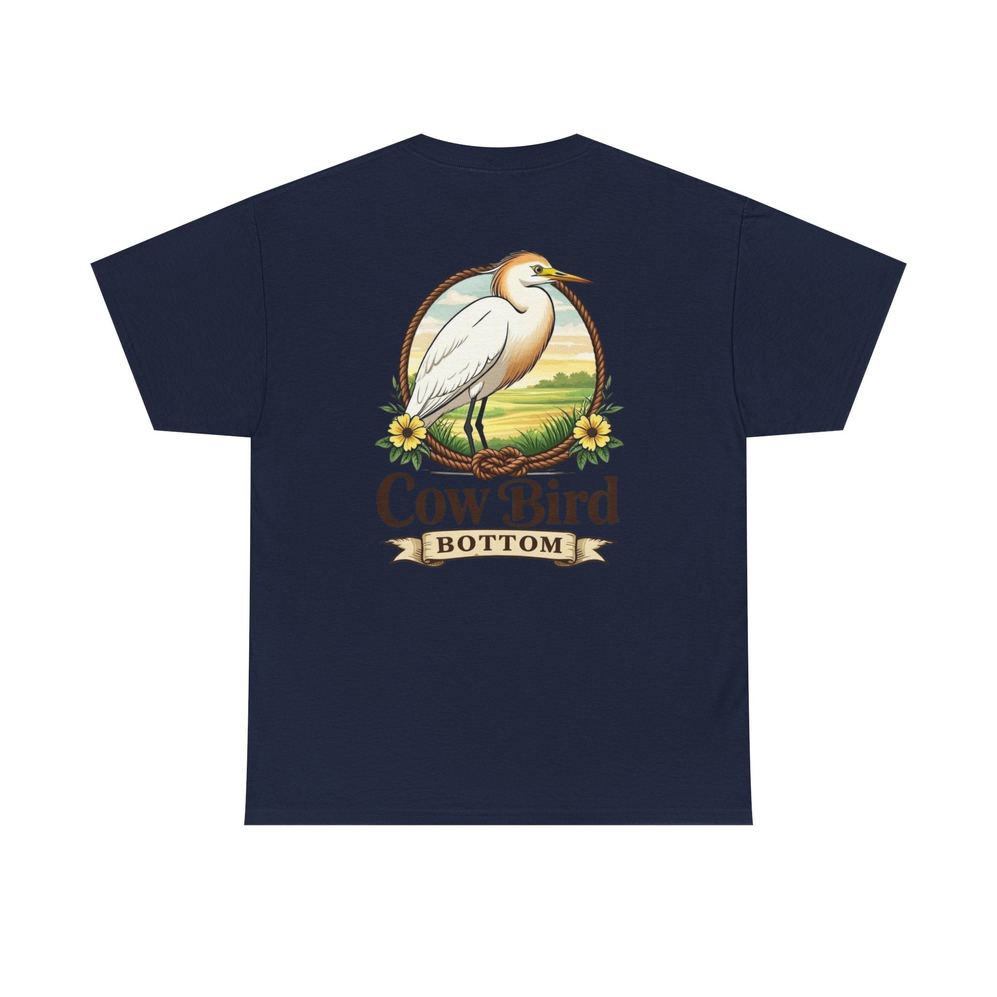 'Cow Bird Bottom' Graphic Tee — Vintage Bird Nature T‑Shirt
