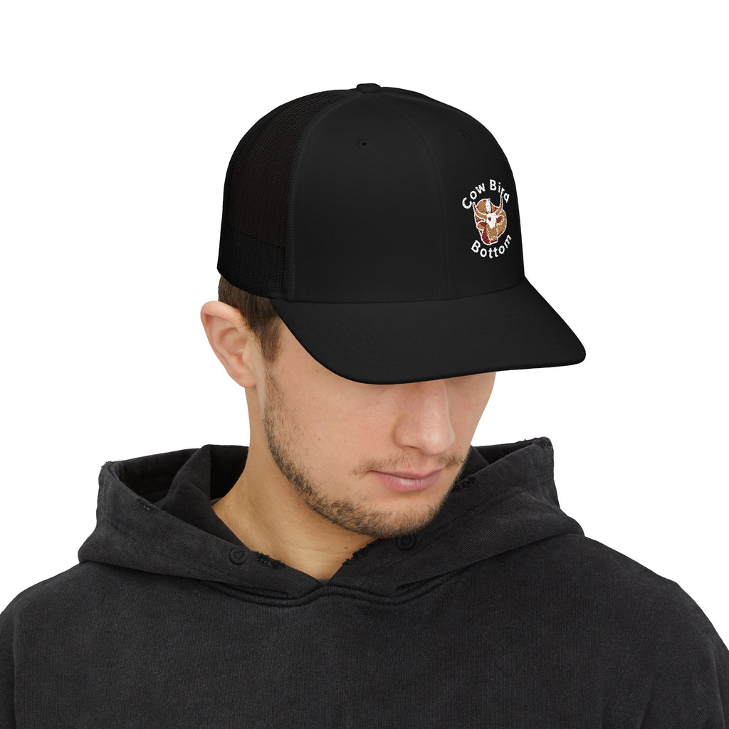 Cow Bird Bottom Richardson Embroidered Trucker Cap