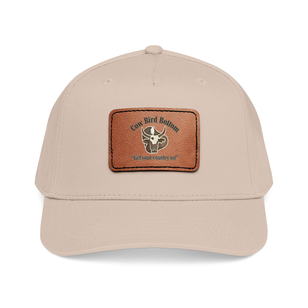 Cow Bird Bottom-Leather Patch Baseball Cap  Rustic Western Trucker Hat
