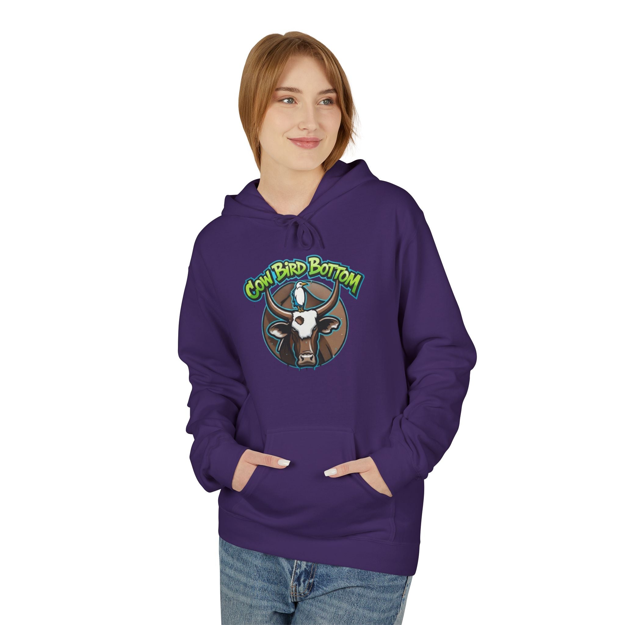 Cow Bird Bottom Hoodie — Graphic Cow Logo Pullover