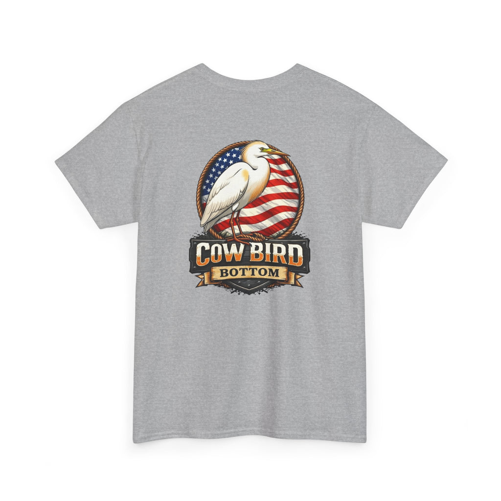 T-Shirt — Cow Bird Bottom Patriotic Graphic Tee