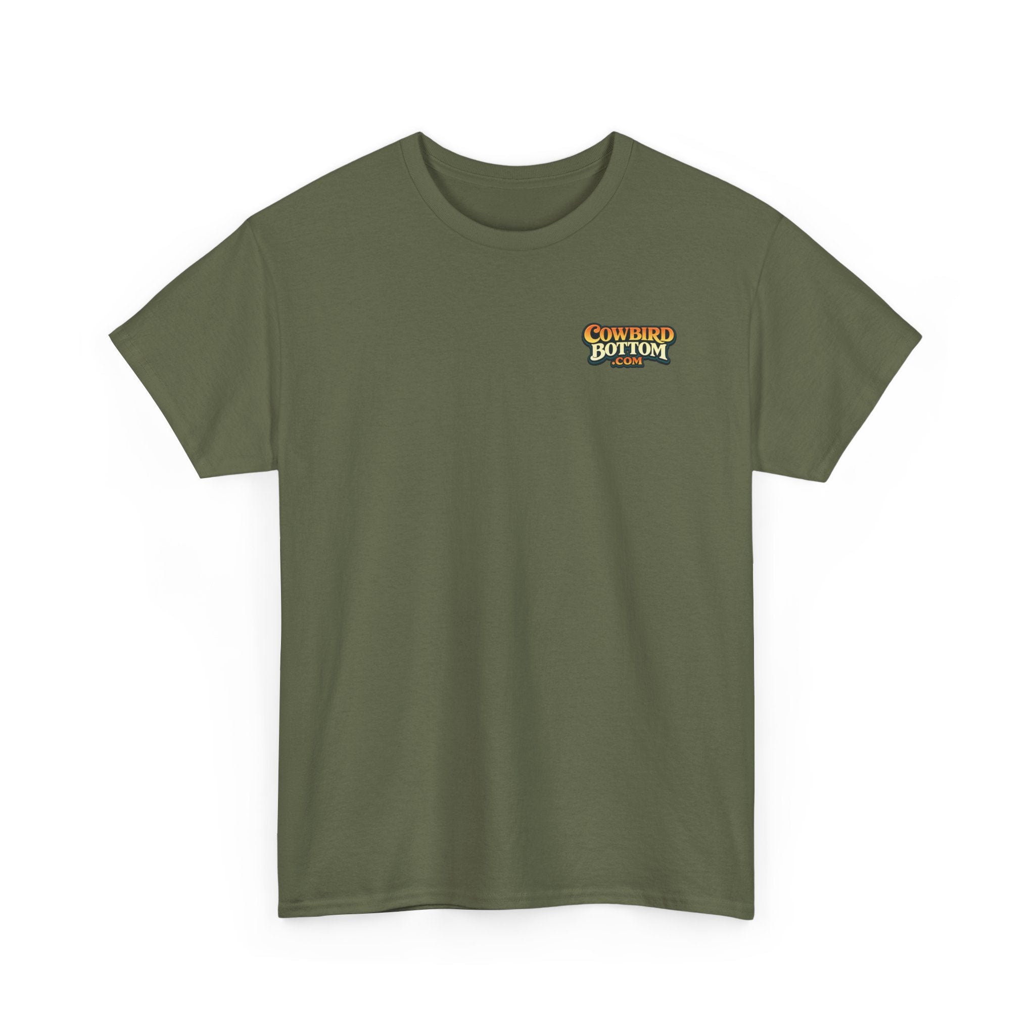 Graphic Tee — 'Cow Bird Bottom' Fishing Scene T-Shirt