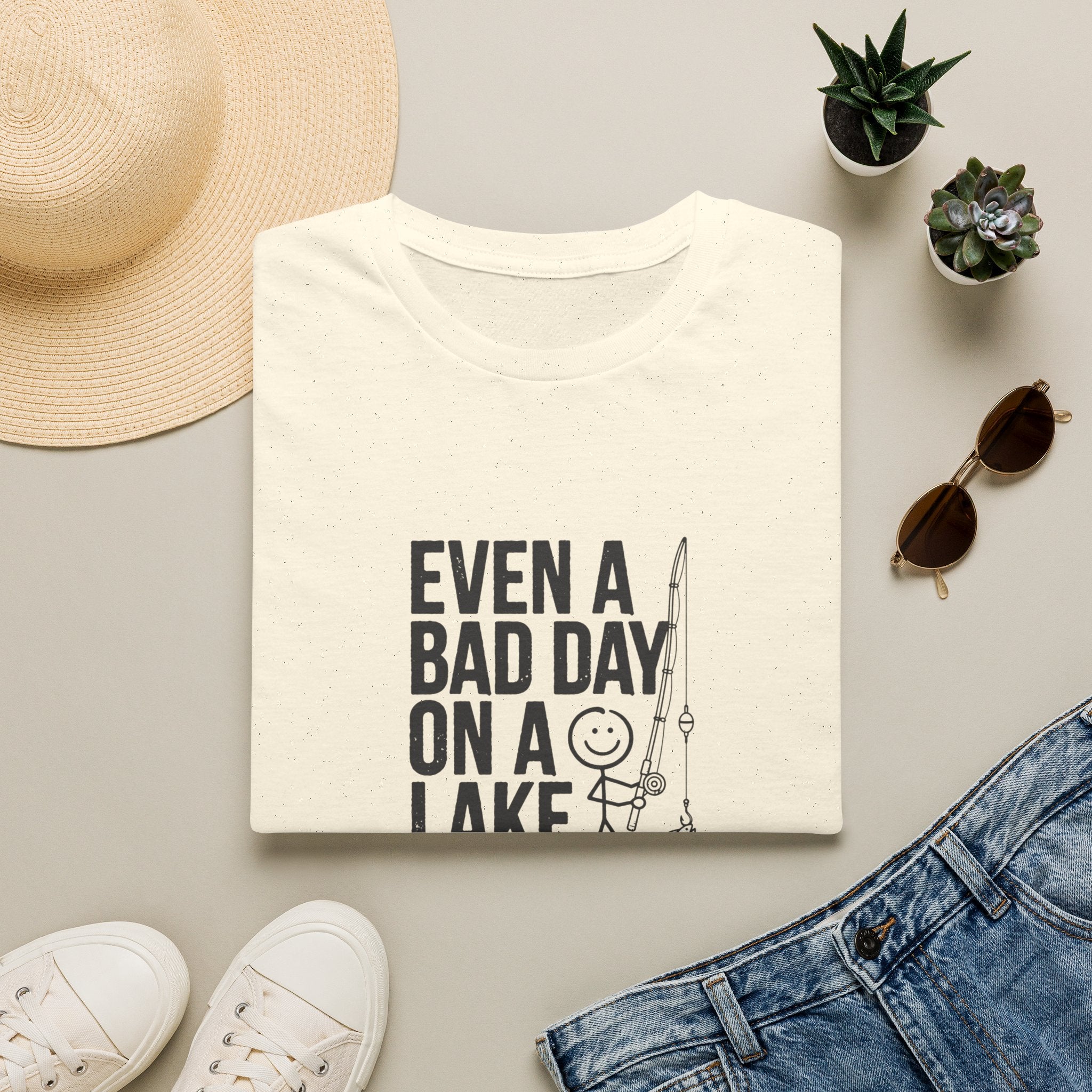 Lake Fishing T‑Shirt — "Even a Bad Day on a Lake Is Good" Relaxed Fishing Tee