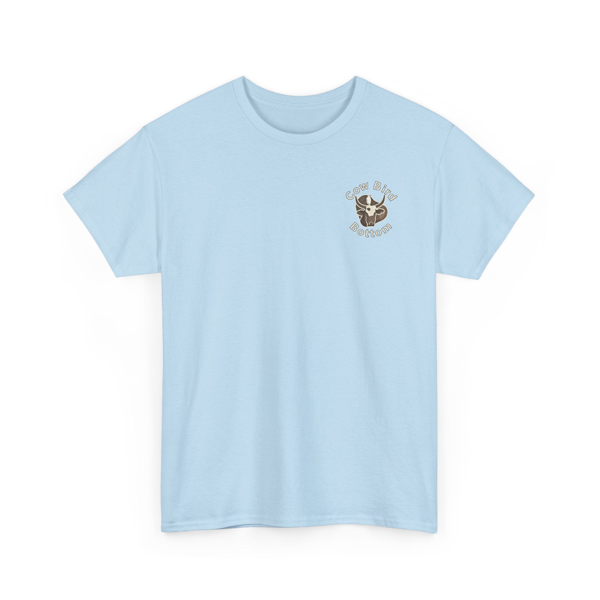 Cow Bird Bottoms Graphic Tee — Vintage Cow Skull Ranch T-Shirt