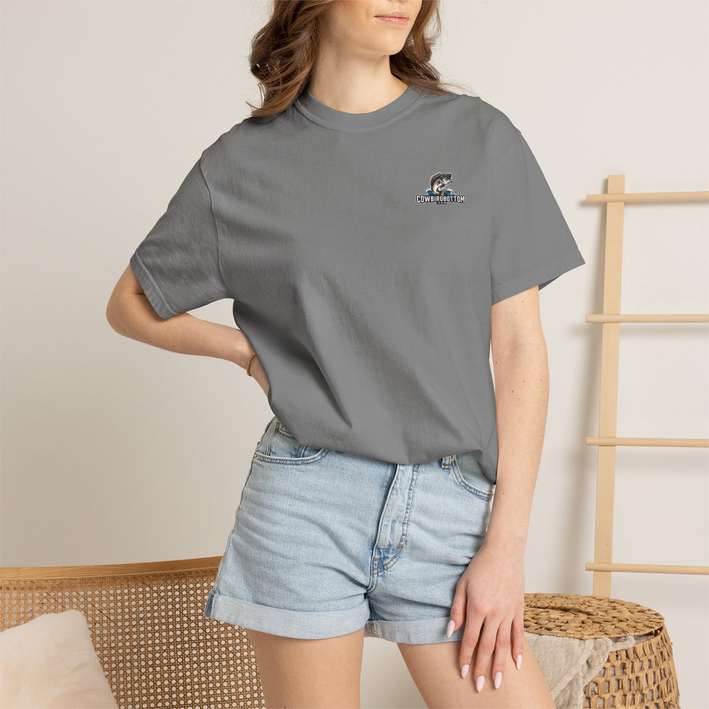 Fishing Watercolor T-Shirt — Cow Bird Bottom Graphic