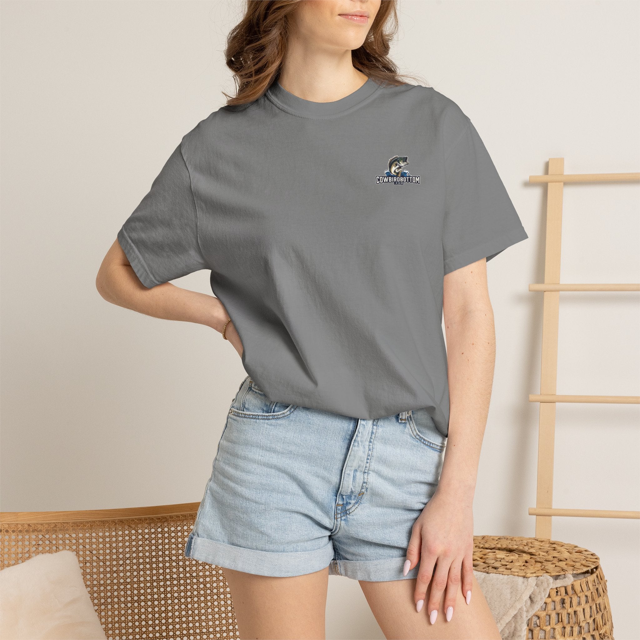Fishing Watercolor T-Shirt — Cow Bird Bottom Graphic