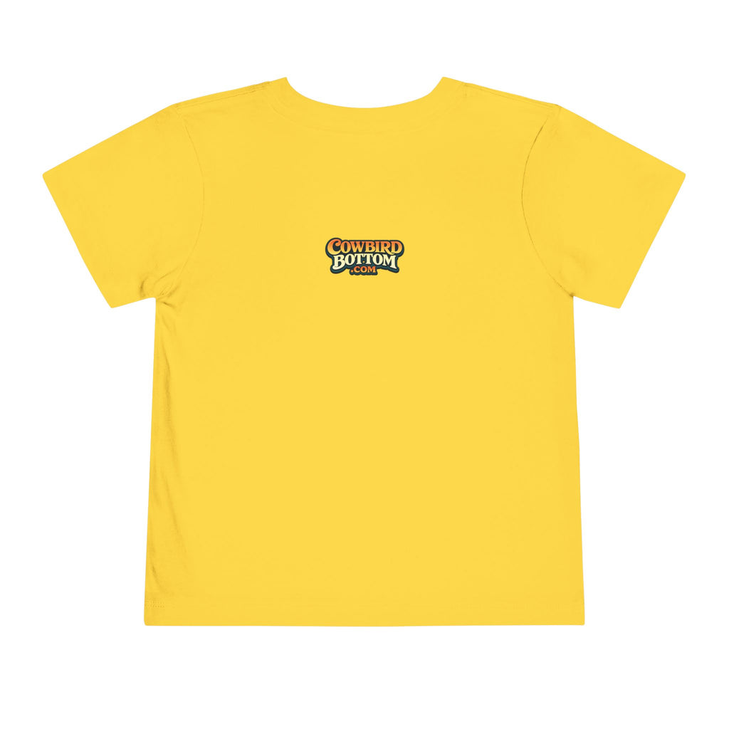 Cowbird Bottom Toddler Tee – Cute Fishing Adventure Graphic