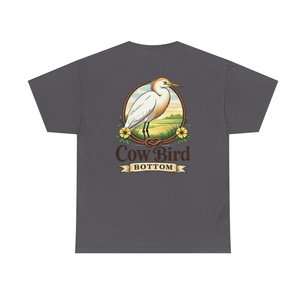 'Cow Bird Bottom' Graphic Tee — Vintage Bird Nature T‑Shirt