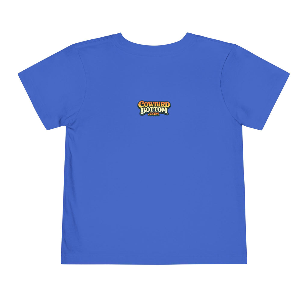 Cowbird Bottom Toddler Tee – Cute Fishing Adventure Graphic