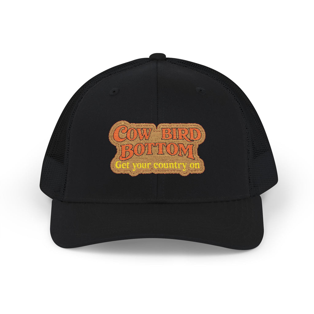 Cow Bird Bottom Patch Trucker Cap - Retro Neon Road Sign Snapback