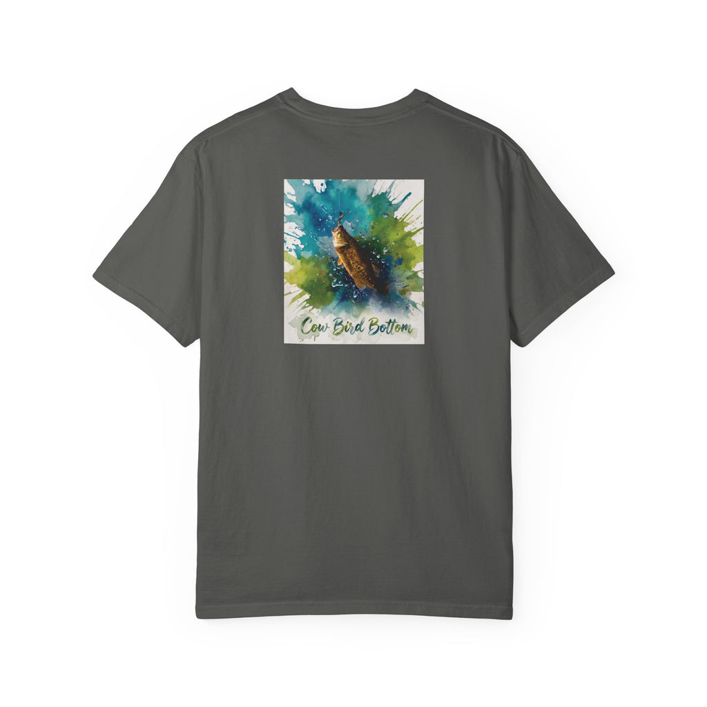 Fishing Watercolor T-Shirt — Cow Bird Bottom Graphic