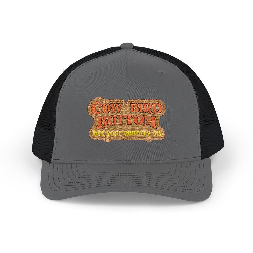 Cow Bird Bottom Patch Trucker Cap - Retro Neon Road Sign Snapback