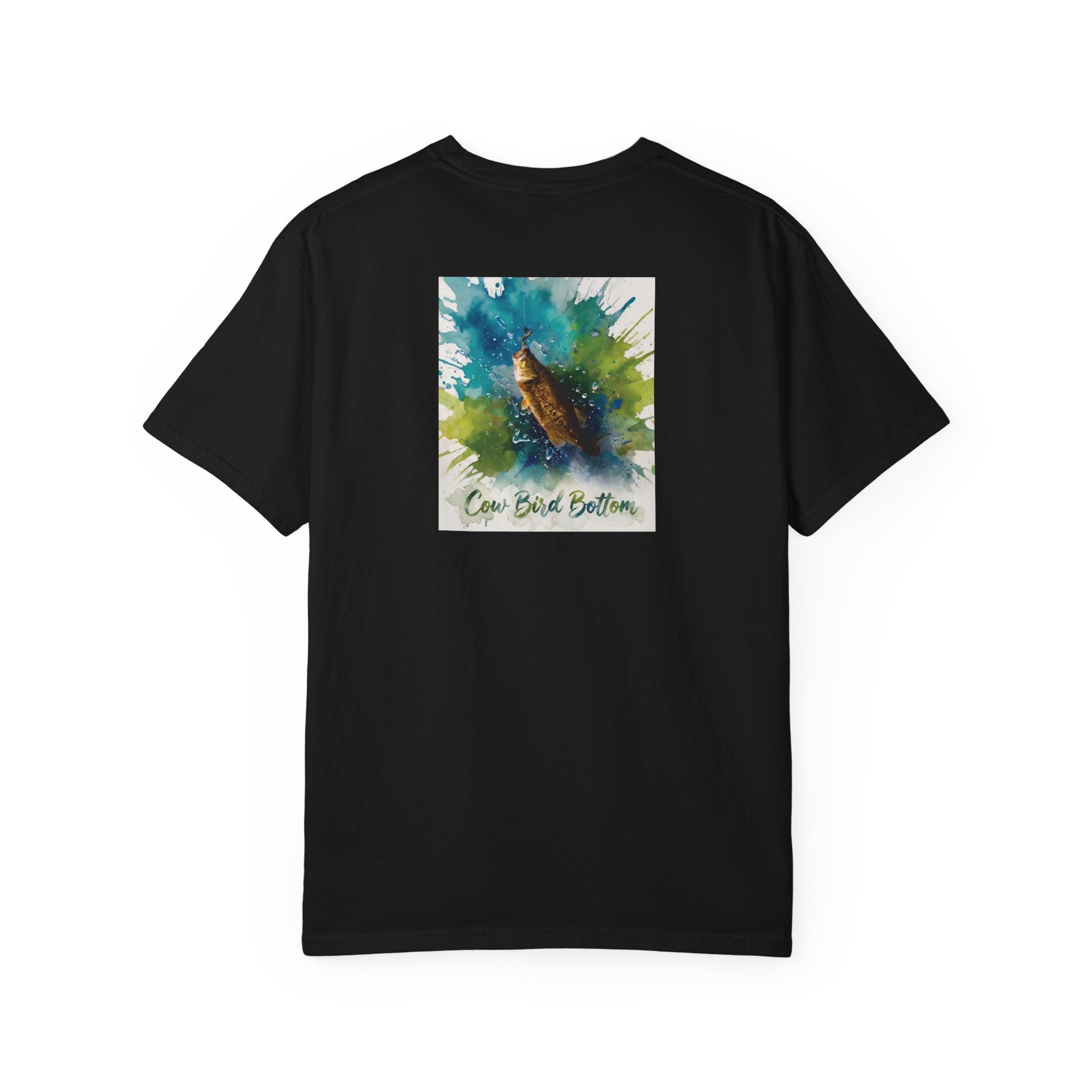 Fishing Watercolor T-Shirt — Cow Bird Bottom Graphic