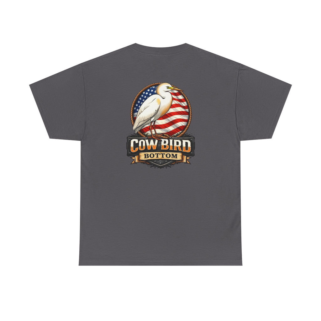T-Shirt — Cow Bird Bottom Patriotic Graphic Tee