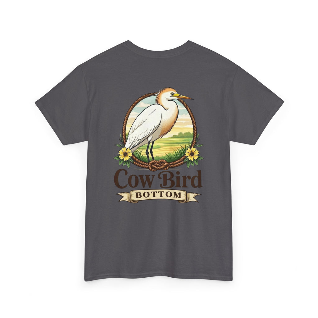 'Cow Bird Bottom' Graphic Tee — Vintage Bird Nature T‑Shirt